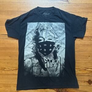 Popular Poison black Marilyn Monroe bandana graphic short sleeve shirt SIZE M